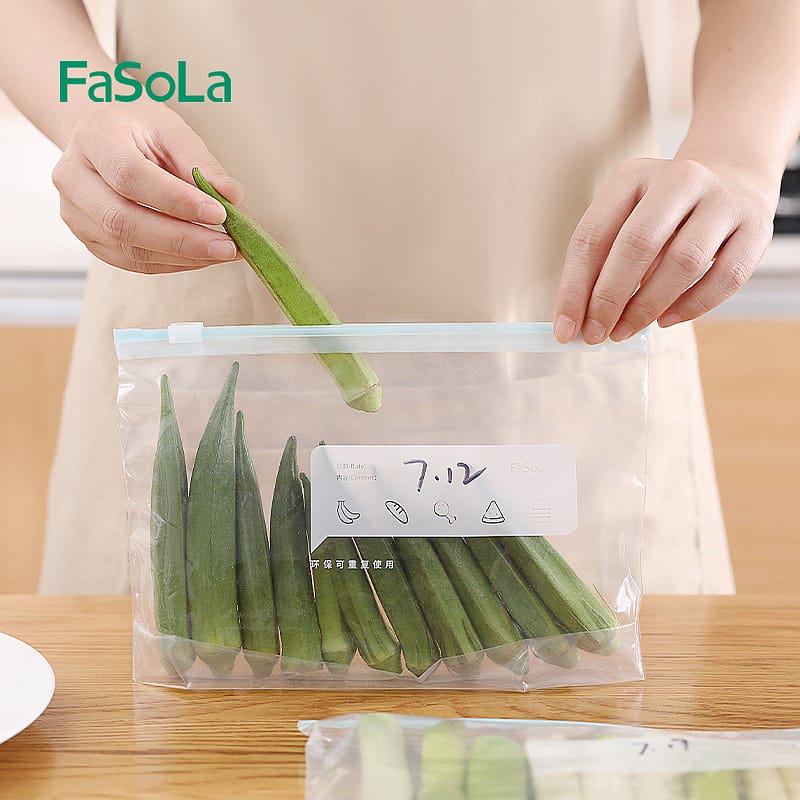 Fasola Multifunctional Reusable Zipper Slide Lock Bag White Large Food Storage Bag Freezer Bags 26.5*32cm 10pcs X2Pack