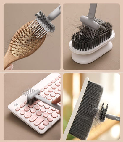 Fasola 2-in-1 Hair Brush Cleaning Tool Comb Cleaning Brush Hair brush Cleaner Comb Hair Brush Remover Rake Gray X2Pack