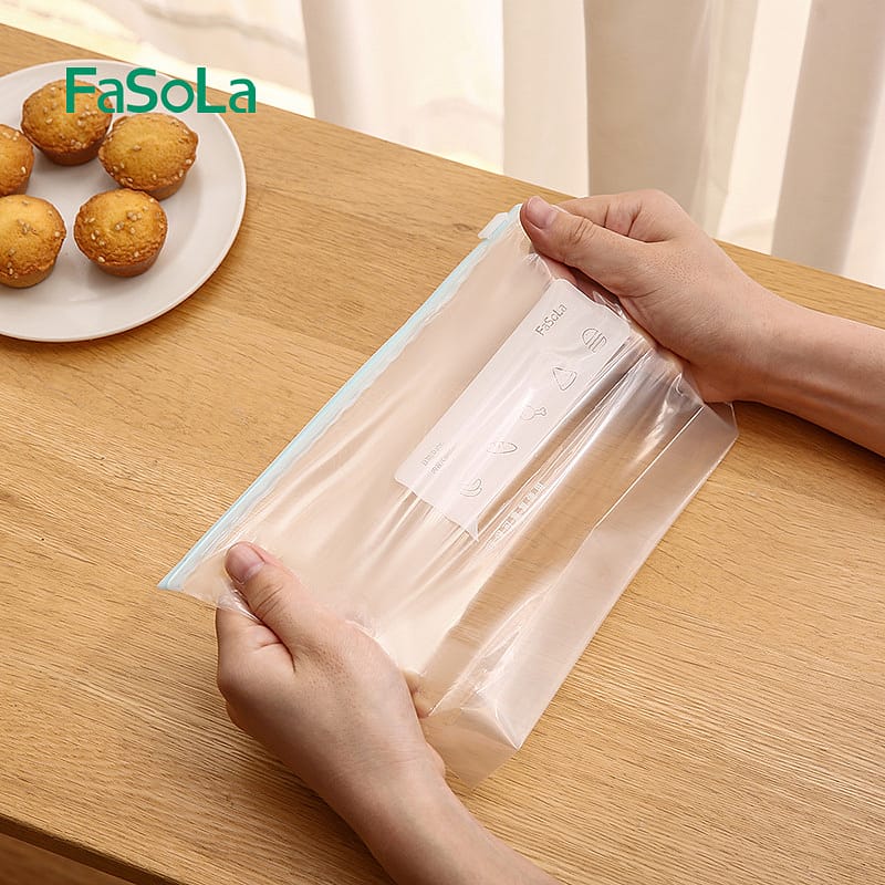 Fasola Multifunctional Reusable Zipper Slide Lock Bag White Large Food Storage Bag Freezer Bags 27*28cm10pcs in X2Pack