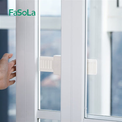 Fasola Safety Anti Theft Children Security Lock Sliding Door Window Lock Stopper White 18*5.6cmX2Pack