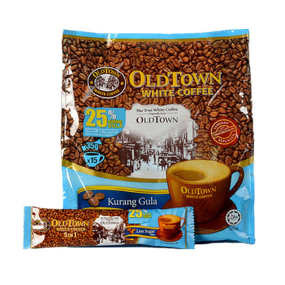 Old Town Authentic White Coffee Reduced Sugar Instant Coffee Hazelnut Unsweetened 15 Strips 525gX2Pack