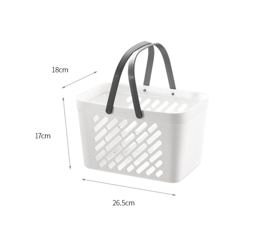 Fasola White Plastic Organizer Storage Baskets with Handles Shower Caddy Bins Organizer 26.5 X 18 X 17 cm X2Pack