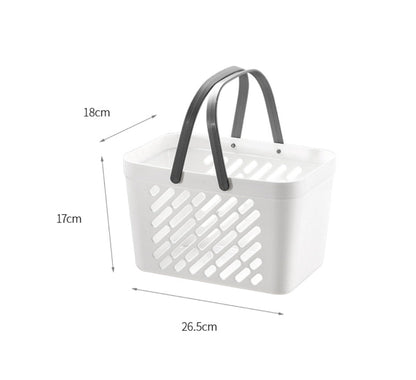 Fasola White Plastic Organizer Storage Baskets with Handles Shower Caddy Bins Organizer 26.5 X 18 X 17 cm X2Pack