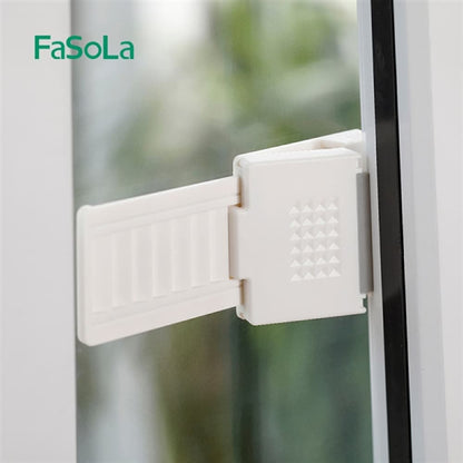 Fasola Safety Anti Theft Children Security Lock Sliding Door Window Lock Stopper White 18*5.6cmX2Pack