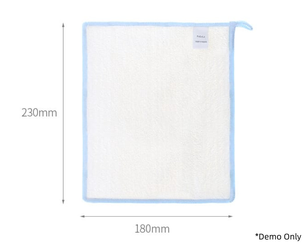 Fasola Blue Double Layer Kitchen Household Bamboo Fiber Cleaning Cloth Cleaning Rag Cleaning Towels 18 X 23cm X2Pack