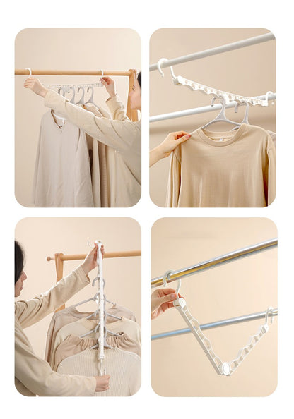 Fasola White Foldable Space Saving Clothes Hangers Collapsible Clothes Drying Rack with 12 Holes 4Pack