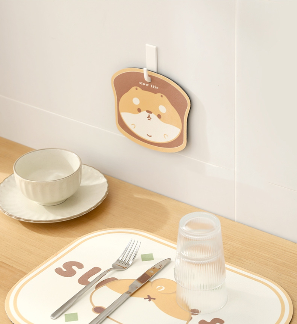 Fasola Shiba Inu Kitchen Absorbent Coaster for Coffee and Tea 16.3X14.3cm 2Pieces X 6Pack