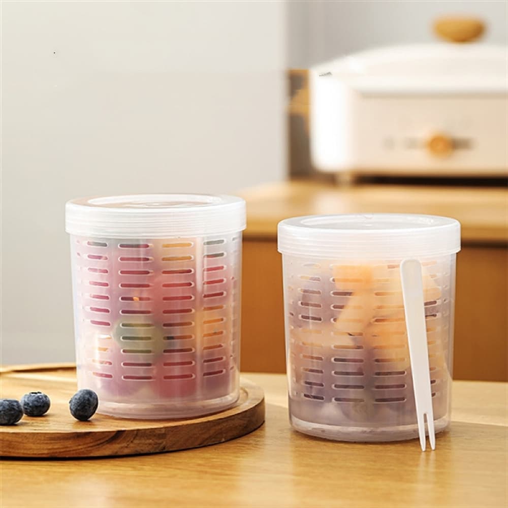 Fasola Fruit & Veggie Snack Pot Airtight Fruit Storage Containers Salad Storage Cup 800ml 2Pack