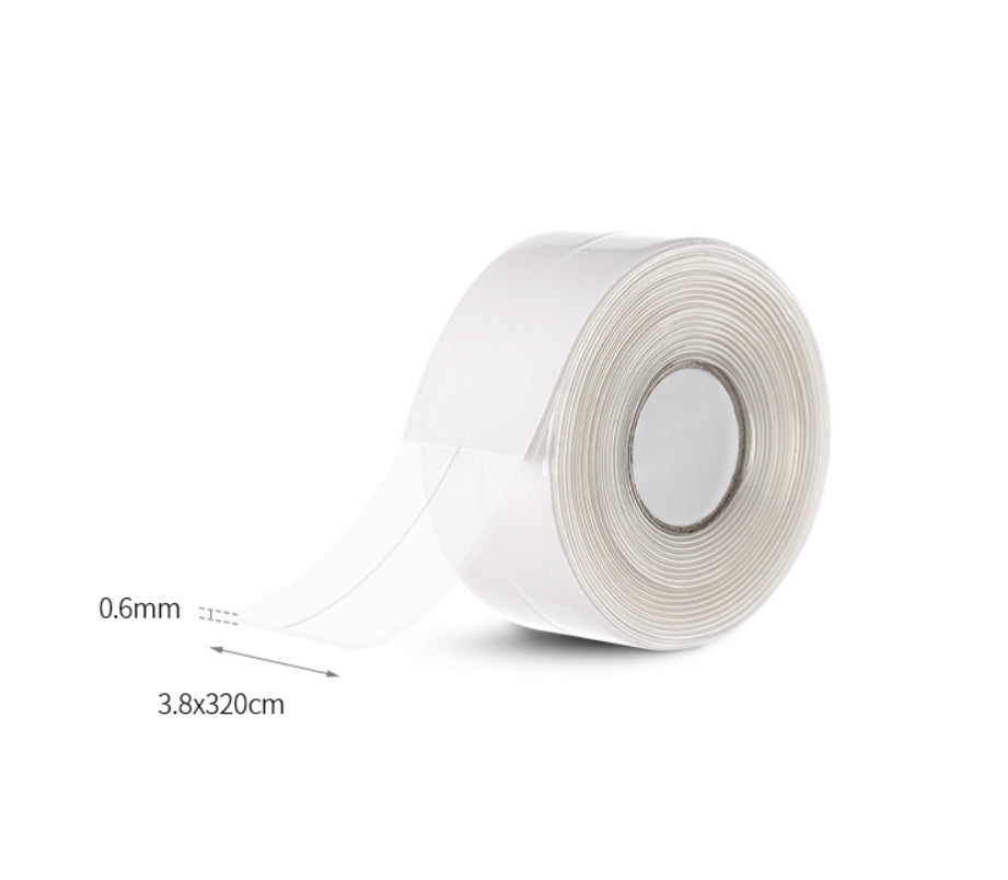 Fasola Waterproof and MildewProof Self Adhesive Transparent Caulk Tape Transparent Window Weather Sealing Tape 3.2m X2Pack