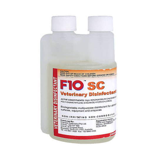 F10 Veterinary Disinfectant and Cleanser 200ml.