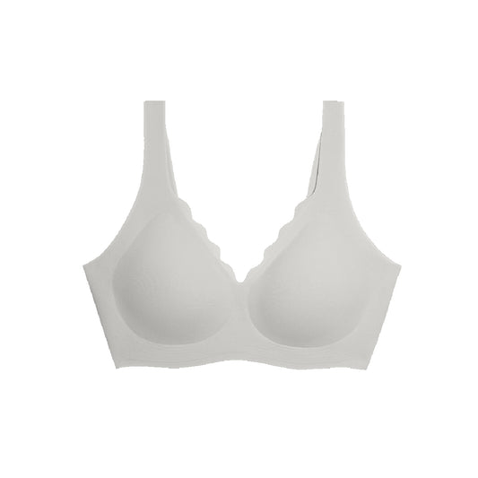 Ubras Deep V Ruffle Neck Women's 18-Hour Ultimate Lift & Support Wireless Full-Coverage Bra Bra Tank Top Style in Coconut Grey X1pack