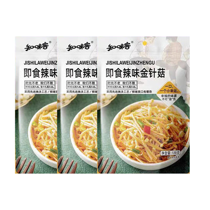 Zhiweike-Snack-Instant-Enoki-Mushrooms-Spicy-Flavor-120g-X3Pack-1