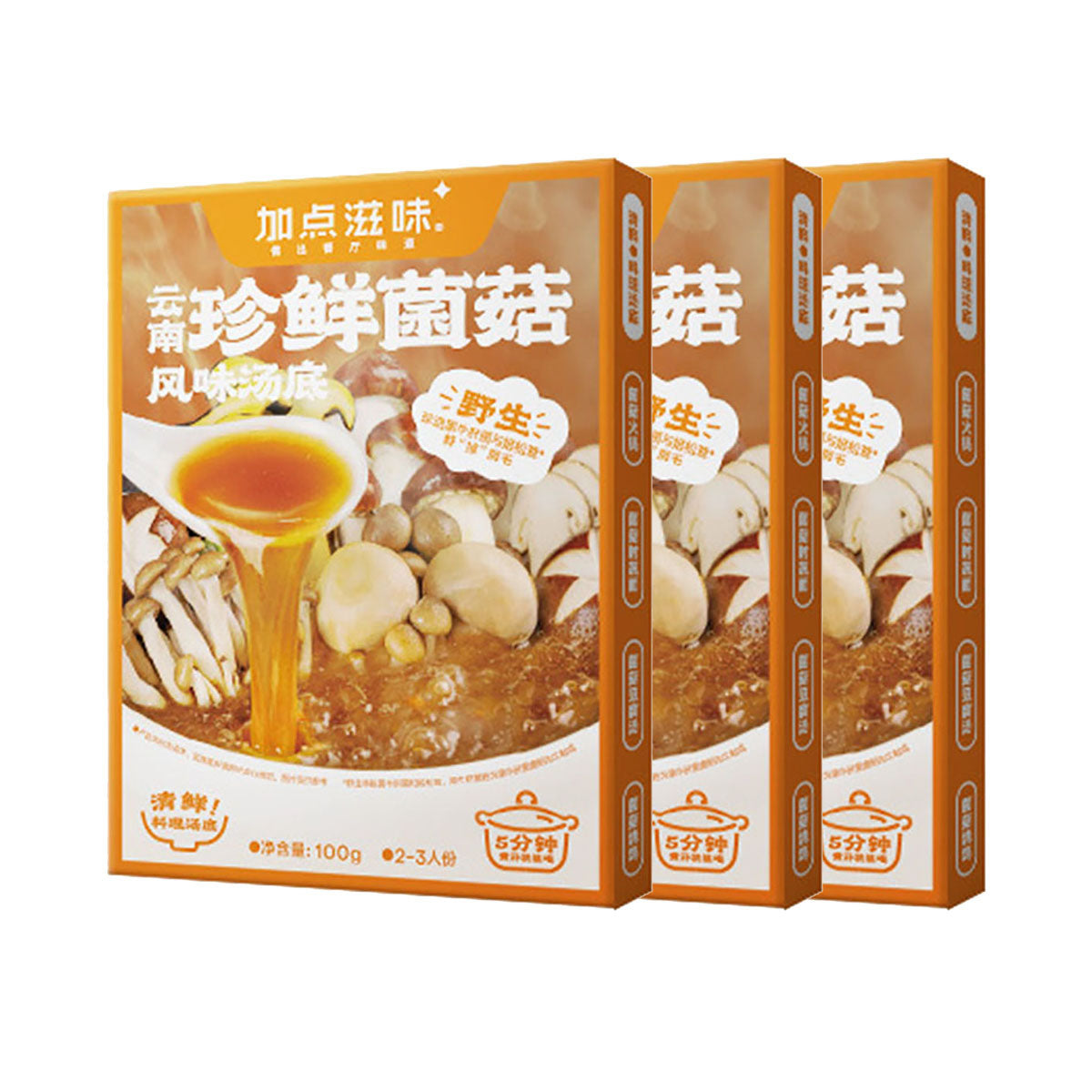 Jiadianziwei-Yunnan-Fresh-Mushroom-Soup-Base-Gourmet-Flavor-100g-X3Pack-1