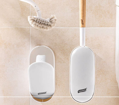 Taili Wall-Mounted No Drilling Bathroom Deep Cleaning Toilet Bowl Brush Holder Set X2Pack