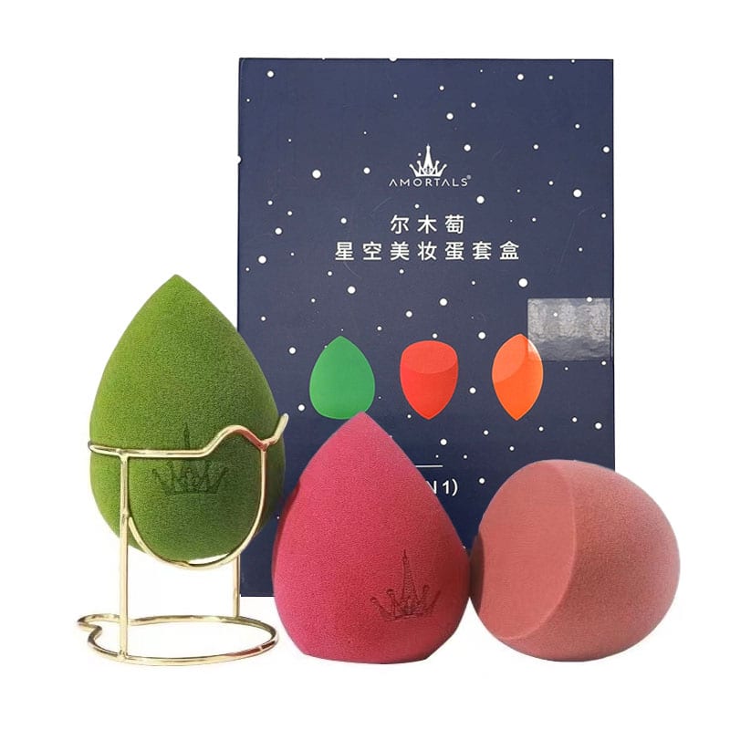 Amortals Starry Beauty Blender Set Makeup Powder Sponge Set 3 Sponges with Stand 2Pack