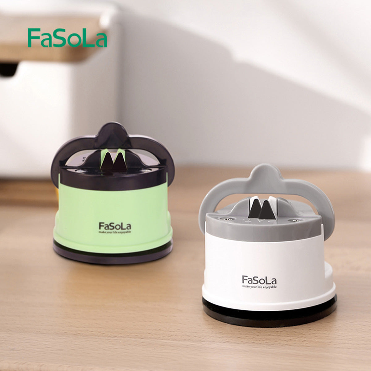 Fasola Knife Sharpener White Diameter 6.1cmX2Pack