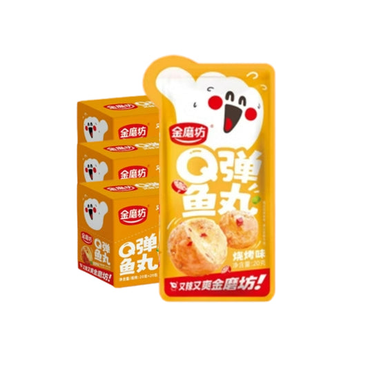 Jinmofang Snack Bouncy Fish Balls BBQ Flavor 20g X20bags X3pack