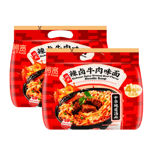 AKuan Sichuan Spicy Noodle Soup Stewed Beef Flavor 110gX4pcsX2pack