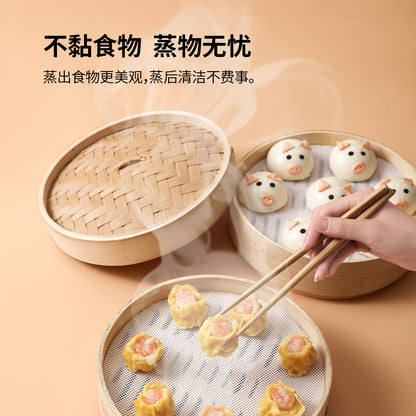 Fasola Non-stick Silicone Dumplings Buns Mat Cooking Steamer Pad for Home Kitchen  26cm  3piecesX6Pack