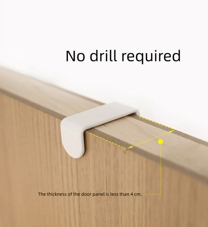 Fasola White Simple Horizontal Door No-Drill Hooks for Handbag and Clothes with 4Hooks 2Pack