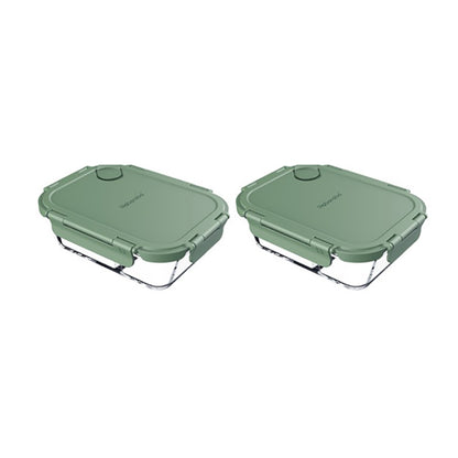 Robo Clarke BPA Free Perfect for Meal Prep Divided Heat Resistant Glass Food Storage Container Swedish Green 1000ml X2Pack