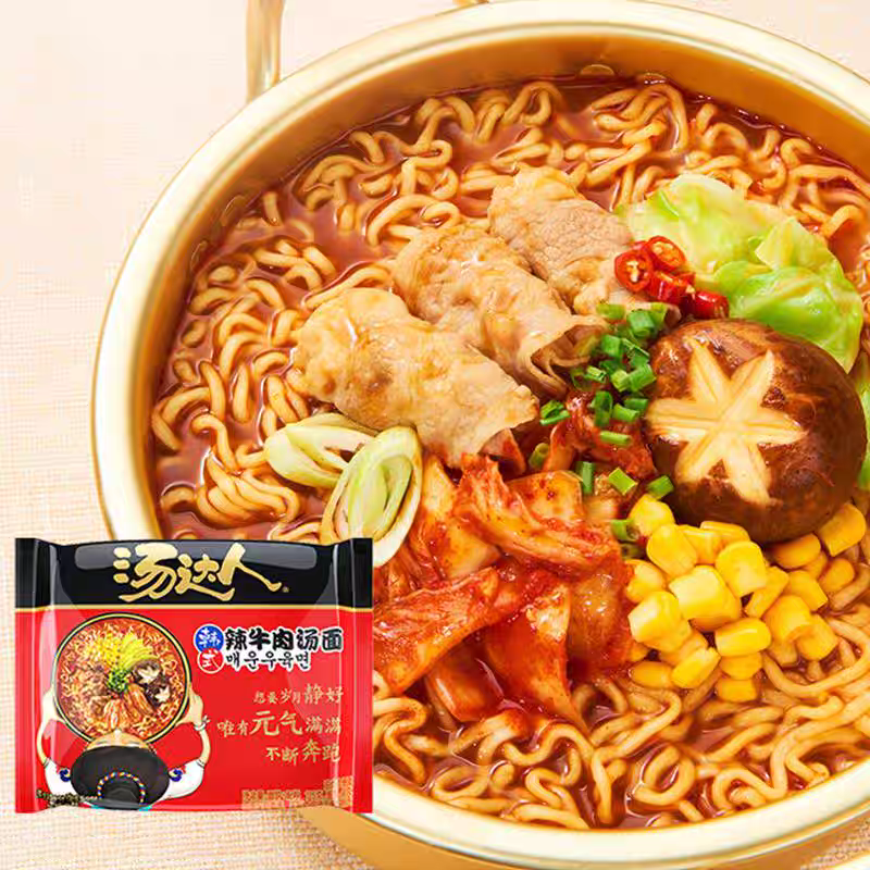 Uni-President Tang Da ren Korean Spicy Beef Ramen Instant Noodles 125gX5bagsX2pack