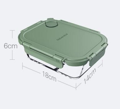 Robo Clark vented heat-resistant glass food container  Two compartments  Red 620ml.