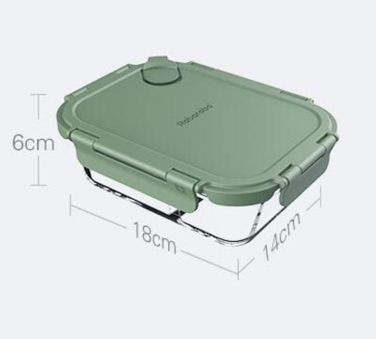 Robo Clark partitioned heat-resistant glass storage box Two compartments Sweden green, 620ml.