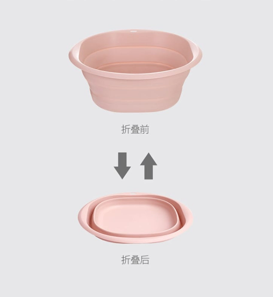 Fasola Pink Small Foldable Baby Kids Basin Diameter Collapsible Dish Tub Diameter 26cm X2Pack