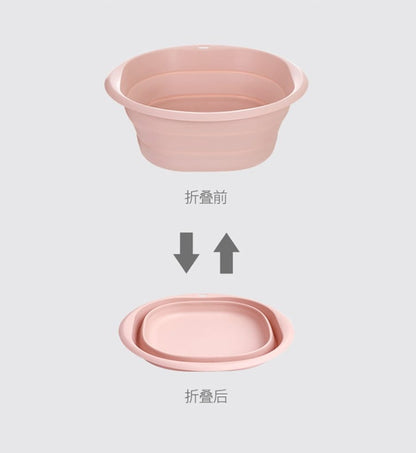 Fasola Pink Small Foldable Baby Kids Basin Diameter Collapsible Dish Tub Diameter 26cm X4Pack