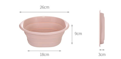 Fasola Pink Small Foldable Baby Kids Basin Diameter Collapsible Dish Tub Diameter 26cm X2Pack