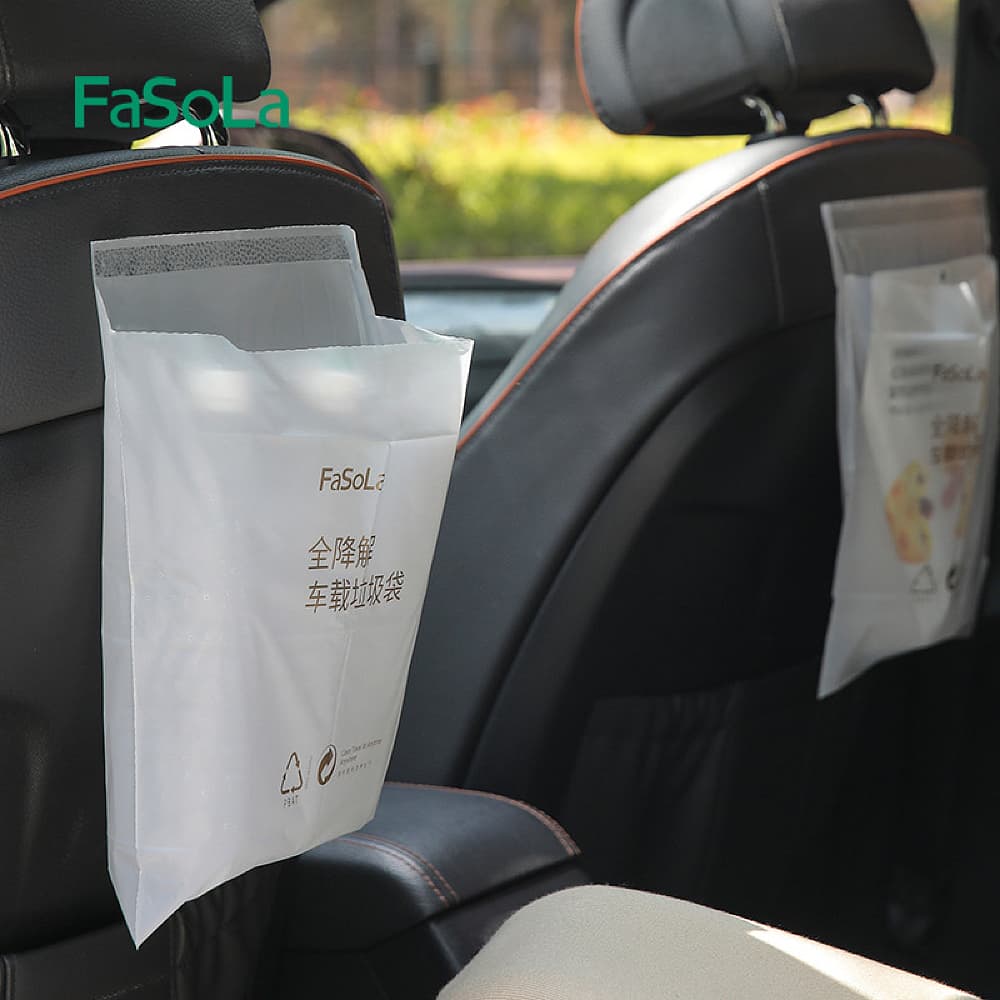 Fasola Fully Biodegradable Car Garbage Bag Trash Bag White 25*31cm 5pcs In X3Pack