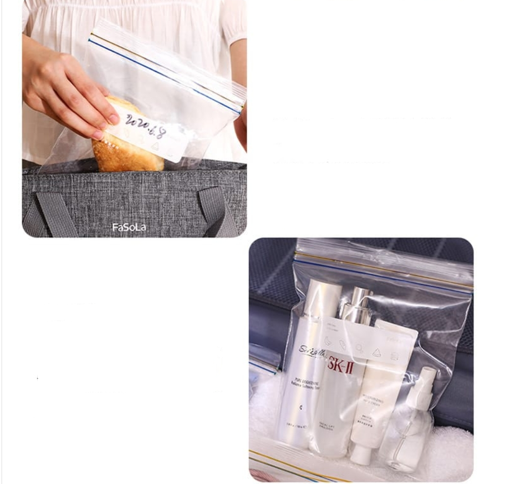 Fasola Kitchen Strong Double Zipper Sealed Food Storage Bag Medium 18*20cm 20pcs in X3Pack