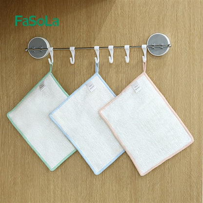 Fasola Blue Double Layer Kitchen Household Bamboo Fiber Cleaning Cloth Cleaning Rag Cleaning Towels 18 X 23cm X4Pack