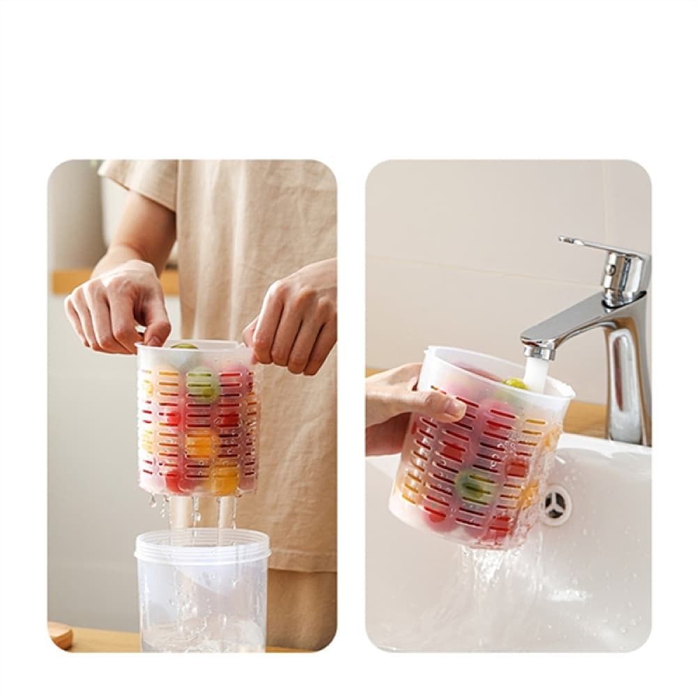 Fasola Fruit & Veggie Snack Pot Airtight Fruit Storage Containers Salad Storage Cup 800ml 2Pack