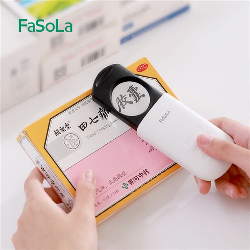 Fasola White Portable Pull Out Magnifier Small Pocket Magnifying Glass 9.9 X 5.1 X 2cm 2Pack