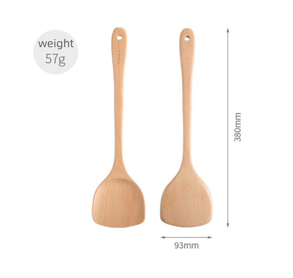 Fasola Food Grade Long Handle Beechwood Spatula Cooking Spatula 38X9.3cm X6Pack