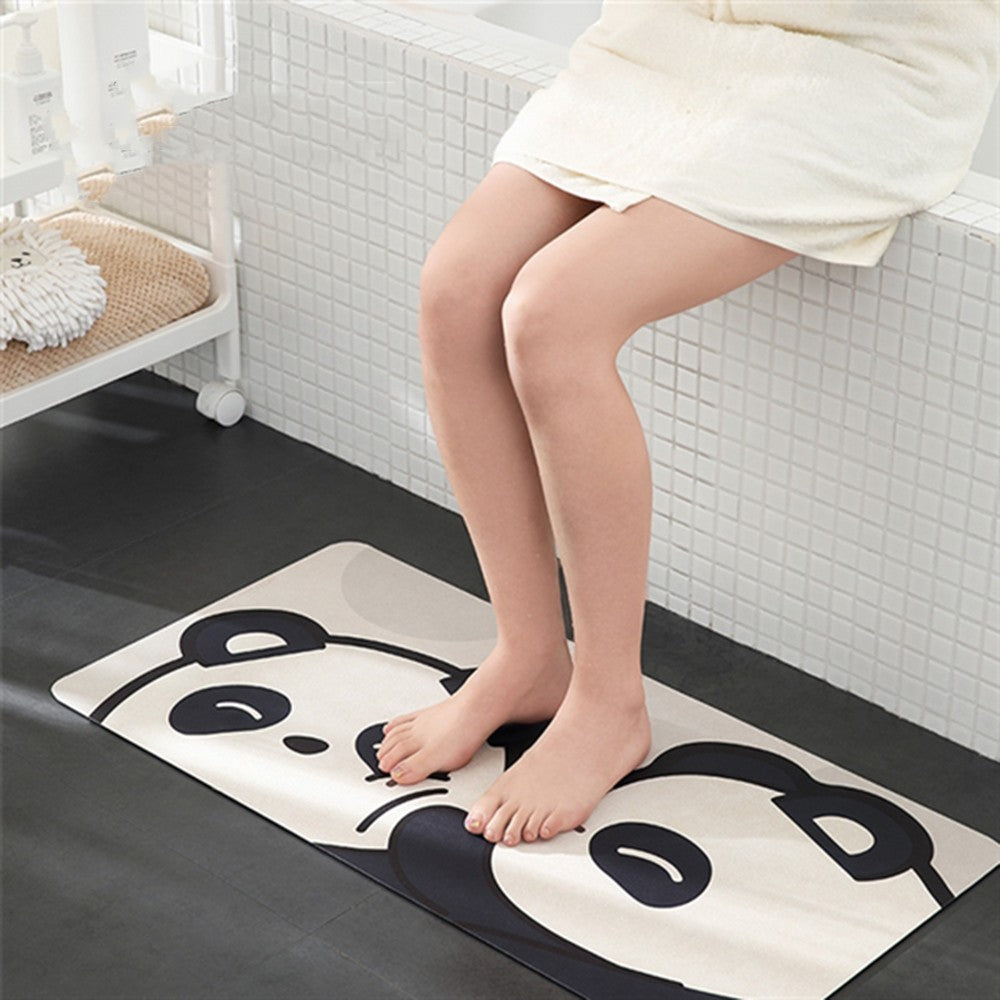 Fasola Panda Pattern Water Absorbing Non Slip Washstand Floor Mat for Kitchen and Bathroom 40 X 80cm 4Pack