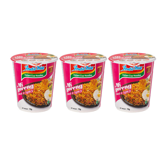 Indomie Instant Noodles Cup Hot & Spicy Flavor Quick Meal 70g X3Pack