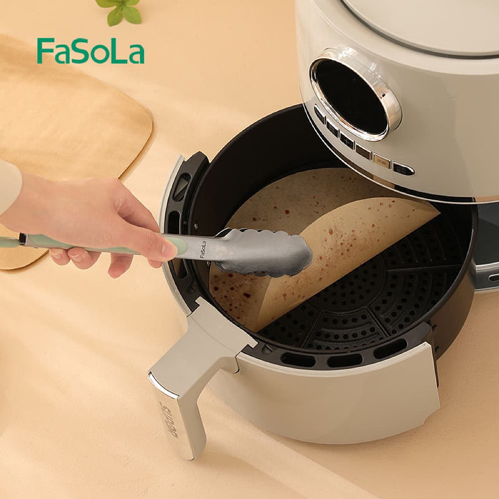 Fasola Natural Wood Color Round Non-Stick Parchment Disposable Food Grade Air Fryer Paper Liners 20cm Diameter 50 Sheets X2Pack