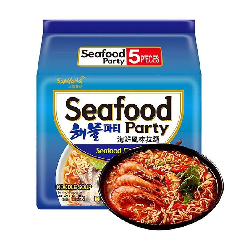 Samyang  Seafood Party Ramen Korean-Style Seafood Flavor Instant Noodle 125g*5bag pack X2Pack