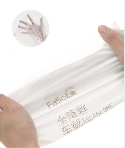 Fasola Fully Biodegradable Car Garbage Bag Trash Bag White 25*31cm 5pcs In X3Pack