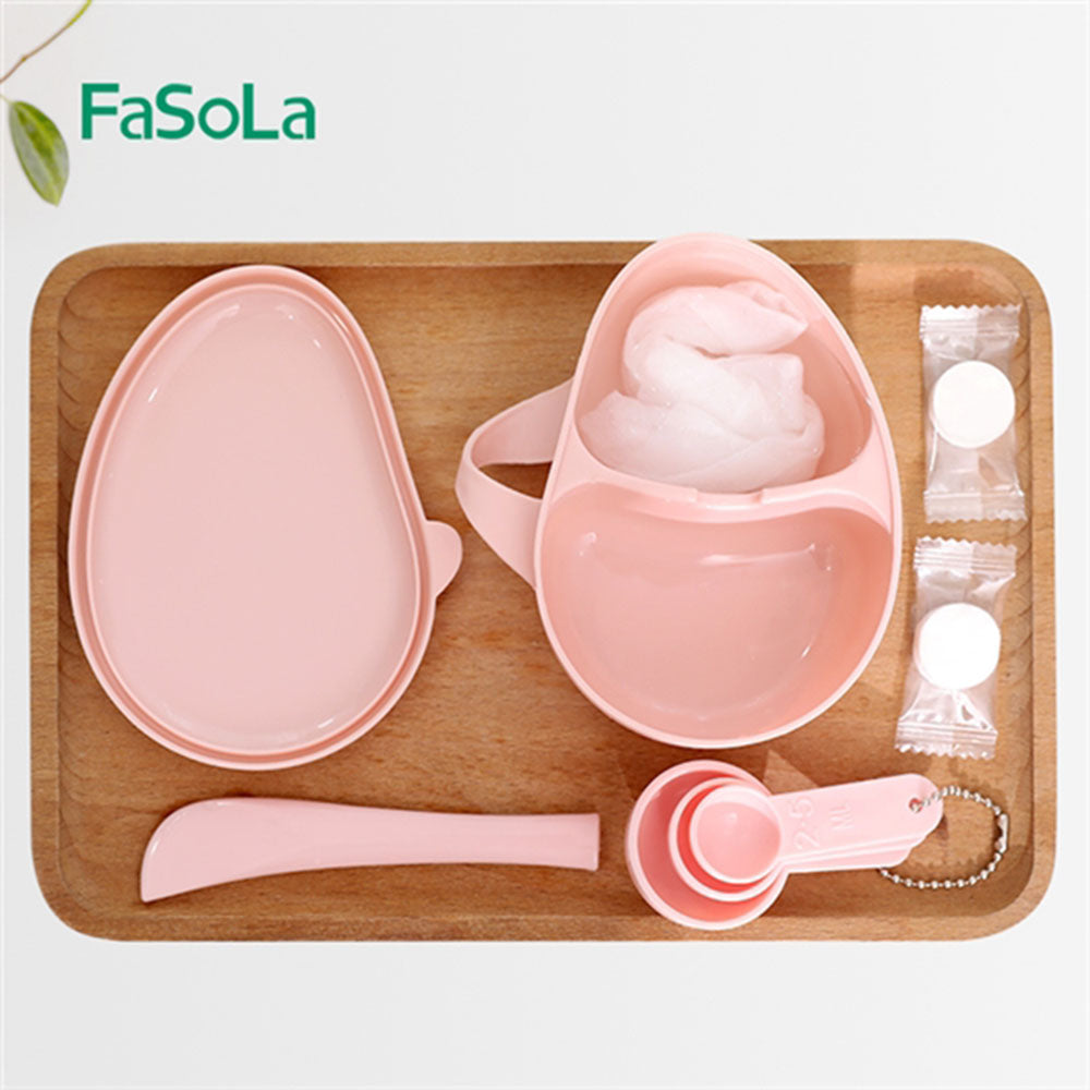 Fasola Pink Facial Mask Mixing Beauty Tool Set With Bowel 4 Pieces Set 10.3 X 11.9 X 4.3cm 2Pack