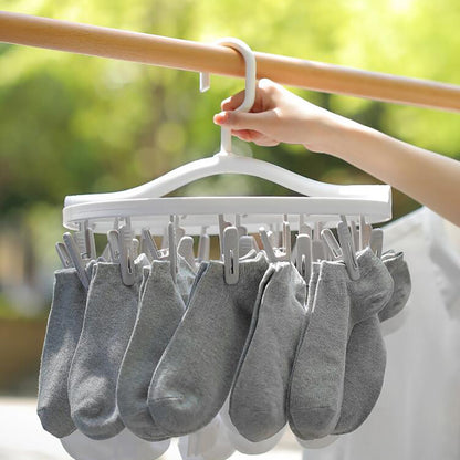 Fasola Home MultiClip Round Grey PP Hanging Laundry Drying Rack with 24 Clips for Socks and Underwears  2Pack