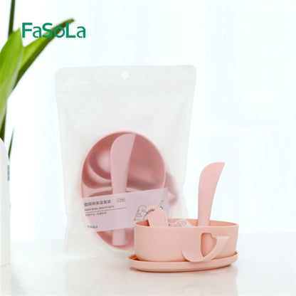 Fasola Pink Facial Mask Mixing Beauty Tool Set With Bowel 4 Pieces Set 10.3 X 11.9 X 4.3cm 4Pack