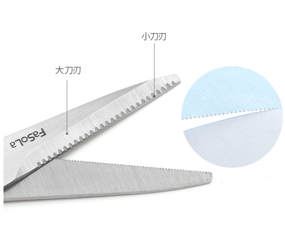 Fasola Stainless Steel Blade Office and School Serrated Scissors 2Pack