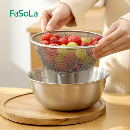 Fasola Stainless Steel Draining Basket Diameter 18cm X4Pack