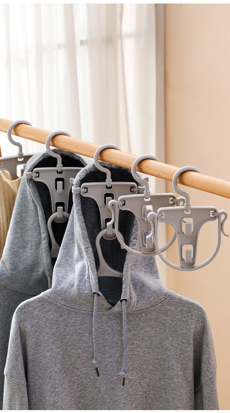 Fasola Portable Clothes and Hat Auxiliary Rotatable Grey Drying Hanger with Hook 3Pack