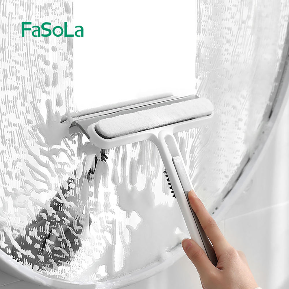 Fasola Multifunctional Window Glass Scrubber Squeegee with Rubber Head White 22*27cmX2Pack