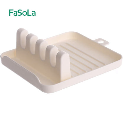 Fasola Heat Resistant Silicone Spoon Rest for Multiple Utensils Spoon Rest for Kitchen Counter White 16*12.7*5cmX2Pack